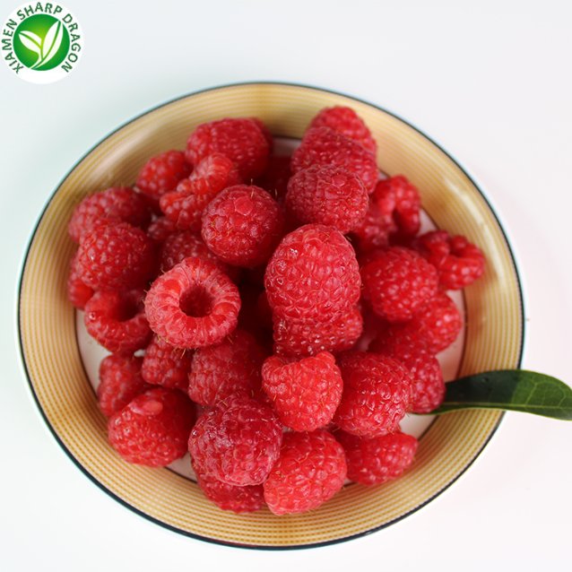 iqf frozen fresh raspberry fruit red ball bulk style packaging